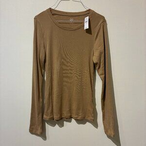 NWT Gap Long-Sleeve Crewneck Favorite Tee - Brown - Women's M